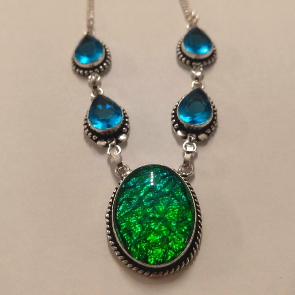 Topaz and Opalite Necklace 925 made in India.